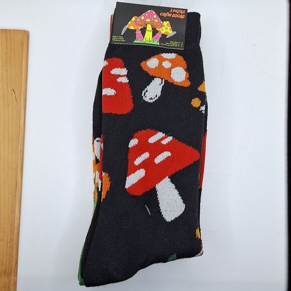 MUSHROOM crew socks 3pair bundle pack cottagecore accessories - Picture 1 of 8
